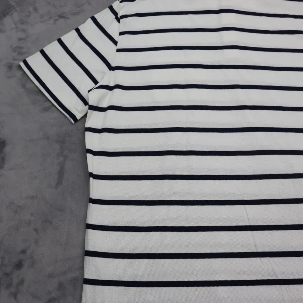 Polo Ralph Lauren Shirt Mens XL White Blue Rugby Golf Striped Short Sleeve
